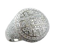 DOCCESTU 14k Silver Plated Stainless Steel Simulated Diamond Ice Ring Men Micro Pave Ice Cube CZ Hip Hop Jewelry Engagement Ring Eternal Wedding Women, 7, Gold Metal Stainless Steel CZ