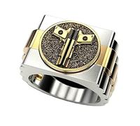 DOCCESTU Pistol Ring Men's Stainless Steel Gold Plated Punk Double Gun Vintage Ring Military Ring Hip-hop Motorcycle Ring Men's Stamp Ring Pistol Ring (Size 7)