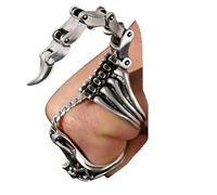 DOCCESTU Vintage Stainless Steel Silver Scorpion Personality for Men Women Ring Trendy Punk Rock Adjustable Open Hip Hop Rings Unique Funny Movable Hinged Scorpion Tail Knuckle Ring