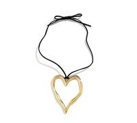 DOCCESTU Women's Vintage Simple Necklace Hollow Irregular Metal Heart shaped Pendant Necklace Adjustable Chain Jewelry Fashion Accessories, Stainless Steel, No Gemstone