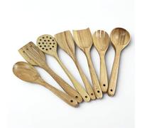 DOCCO IMPEX 7 Pcs Wooden Utensil Set - Acacia Wood Spoon Kitchen Utensils Set - Handmade Spoons for Cooking, Mixing and Serving|Salad Fork|Wooden Spatula|Nonstick Natural and Healthy Kitchen Cookware