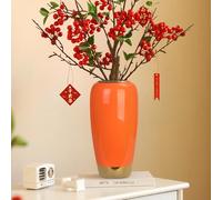 DOCFLVAS Orange Ceramic Tall Vintage Rustic Vase, 11.8 Inch Large Floor Vase, Bottle Shape, Ideal for Living Room, Entrance Table, Centerpiece, Kitchen, Bedroom, Wedding, Minimalist Home Decor