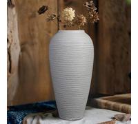 DOCFLVAS White Rustic Ceramic Vase, 13.4 Inch Vintage Floor Tall Round Vase, Dimpled Texture, Perfect for Indoor/Outdoor, Flowers, Antique Style, Housewarming, Wedding, Bedroom, Kitchen, Living Room
