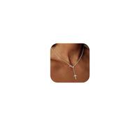 Dochais 14K Gold Infinity Cross Necklace, Dainty Minimalist Choker, Perfect for Women, Silver & Gold, Faith Christian Cross Gift