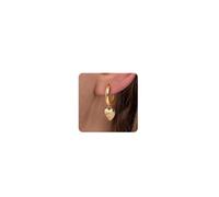 Dochais 14K Gold Plated S925 Sterling Silver Post Earrings Lightweight Drop Dangle Hoop Hypoallergenic Sleeping Earrings for Women Girls (Gold Heart)