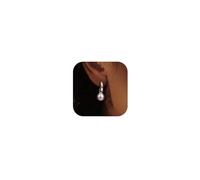 Dochais 14K Gold & Silver Pearl Drop Earrings - Dainty Hypoallergenic Wedding Jewelry for Women and Bridesmaid Gift