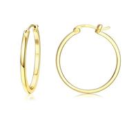 Dochais 18K Gold Plated Hoop Earrings - 925 Sterling Silver Hoop Earrings Large Hypoallergenic Lightweight Thin Big Hoops for Women-15/20/30/40MM