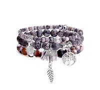 Dochais 3 Pcs Bead Bracelets For Womens, Adjustable Bohemian Boho Bracelets, Yoga Beaded Bracelet, Tree Of Life Bracelet, Crystal Bracelets For Women, Natural Stone Bracelet Ladies (3 pcs, style 3)