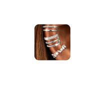 Dochais 3Pcs Ear Cuff No Piercing for Women Gold Ear Cuff Earrings Silver Clip on Hoop Earring Adjustable Cartilage Helix Earring Hypoallergenic Fake Piercings Trendy Earrings Stack for Sensitive Ear