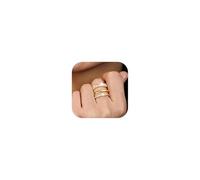 Dochais 3Pcs Women's Gold Rings, Stackable Ring Set, 14K Gold-Plated, Ladies' Thumb Ring, Thin Finger Ring, Simple Band, Engagement Rings, UK Sizes N1/2 to T1/2