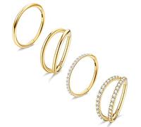 Dochais 4 Pieces Nose Ring 16G, Septum Ring Clicker, Nose Ring Stainless Steel, Septum Piercing Jewellery, Daith Piercing Hoop for Women Men Gold 8mm