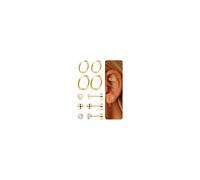 Dochais 5 Pairs Gold Plated Earrings - Titanium Studs, Hoops & Piercing Earrings with Cubic Zirconia & Opal for Women