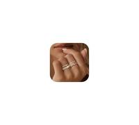 Dochais 5 Pcs Gold Rings for Women 14K Gold Plated Golden Rings Set Waterproof Statement Ring Zirconia Stacking Thumb Fingerring Enternity Ring Slim