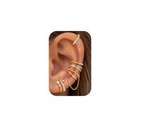 Dochais 5pcs Gold Ear Cuff Earrings for Women No Piercing Ear Cuff Wrap Earrings 14K Gold Plated Hypoallergenic Clip On Earring Stack Fake Cartilage Helix Piercing C
