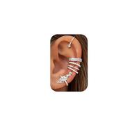 Dochais 5pcs Silver Ear Cuff Earrings for Women No Piercing Ear Cuff Wrap Earrings 14K Gold Plated Hypoallergenic Clip On Earring Stack Fake Cartilage Helix Piercing B