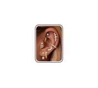 Dochais 8 Pairs 16K Gold/Silver Stud Hoop Earrings Hypoallergenic Surgical Steel Flatback Earrings Set Cartilage Tragus Helix Piercing Jewelry for Women