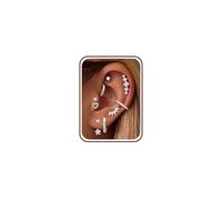 Dochais 8 Pairs 16K Gold/Silver Stud Hoop Earrings Hypoallergenic Surgical Steel Flatback Earrings Set Cartilage Tragus Helix Piercing Jewelry for Women