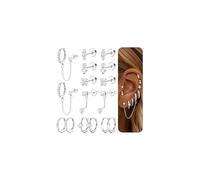 Dochais 8 Pairs Flat Back Earrings for Women Hypoallergenic Surgical Steel Silver Gold Stud Hoop Earrings Set Cartilage Daith Tragus Helix Piercing Earrings Jewellery