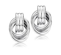 Dochais Geometric Dangle Drop Earrings, 316L Gold Chunky Statement Knot Studs, Trendy Hypoallergenic Gold Jewellery Gift for Women