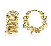 Dochais Gold Hoops Earrings for Women, Small Twist Huggie Hoop Earrings Hypoallergenic 14K Gold Plated Sterling Silver Earrings Chunky Cartilage Earrings Set Jewellery Gift for Lady