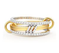 Dochais Gold Stackable Rings for Women Men Non Tarnish, 18k Gold Plated Cubic Zirconia Rings, Silver Gold Multi Ring Mixed Metals Stack Rings Set Size 7