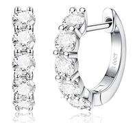 DOCHAIS Moissanite Hoop Earrings for Women/Men 925 Sterling Sliver Hypoallergenic Hoop Earrings D Colour VVS1 Brilliant Halo Moissanite, 14K White Gold Plated Jewelery for Women