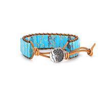 Dochais Natural Stone Bracelet for Women - Boho 7 Chakra Adjustable Bohemian Bracelet (Blue)
