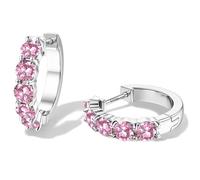 Dochais s925 gold hoops earrings for women,14k gold plated hypoallergenic sleeper colorful zirconia earring,silver hoop huggie earring trendy jewelry gift for girls and men.