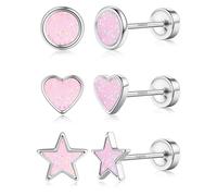Dochais S925 Sterling Silver Stud Earrings for Girls Women 16K Gold Plated Hypoallergenic Cute Tiny Heart Star Earrings Cartilage Tragus Screw Back Studs for Sensitive Ear Piercing