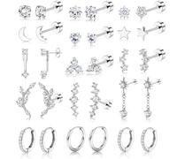 Dochais Silver FlatBack Earrings for Women Non Tarnish 316L Stainless Steel