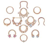 Dochais Small Silver Nose rings Sterling Silver Nose Ring Extra Thin Hoop Nose Ring Piercing Nose Ring Silver Nose Ring(10pcs)