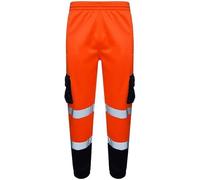 Dochak Hi Vis Jogging Bottoms High Visibility Combat Cargo Thick Trousers Reflective Tape Safety Work Wear Elasticated Waist Joggers Sweat Jog Tracksuit Pants (Orange/Navy, L)