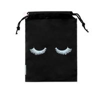 Docharm 30pcs Eyelash Aftercare Storage Bags With Drawstring Waterproof EVA Plastic Travel Packing Pouch Eye Lash Extension Accessories, Black Bag, Eyelash Bag