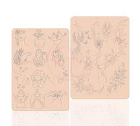 Docharm FeteBeauty 3pcs Pink Tiny Tattoo Practice Skin with Design Silicone Double Side Printing Mini Tattoo Practice Pad with Light Gray Outline for Tattoo Practice (3pcs)