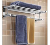 DOCHKA Hand Towel Rail Universal Bath Towel/Towel Holder Sus304Stainless Steel Chrome for Kitchen, Tea Towels, Peeler with Shelf, Bathroom Accessories (Colour: Silver, Size: 50 cm)