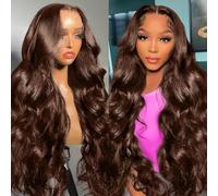 Dochuman Chocolate Brown Lace Front Wig Material:100% Unprocessed Human Hair Wig Brazilian Human Hair 12A Chocolate Brown Wig From Young Donors