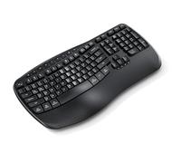 Doci Wireless Ergonomic Keyboard, Wave Keys Wrist Rest Natural Typing Keyboard, 2.4G USB-A Cordless Receiver and USB-C Adapter, Ergo Computer Keyboard, Windows/Mac/PC/Laptop, Black