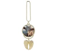 Docile Goat Car Hanging Ornament Rear View Mirror Pendant Cute Car Mirror Aesthetic Decor Funny Auto Pendant Auto Charms Gifts for Men Women Golden-style