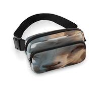 Docile Goat Fanny Pack Belt Bag with Adjustable Strap Fashion Waist Bag for Outdoor Sports Hiking, white, 20x13cm, Full Printed Waist Bag