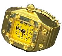 DOCIM 2 Pcs Finger Ring Watch, Elastic Round Quartz Finger Ring Watch for Women and Men,#D