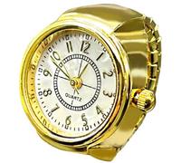 DOCIM 2 Pcs Men Women Finger Watch, Vintage Watch Clock Ring Silver Adjustable Ring Fashion Watch,#D