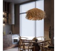 DOCJX Adjustable Bamboo Pendant Light 150cm, Round Rattan Chandelier Hanging Lamp For Kitchen Island, Dining Room, Bedroom, E27 Bulb Socket, Vintage Farmhouse Rustic Ceiling Light Fixture(60CM)