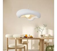 DOCJX Creative Wabi-Sabi Pendant Lights Polystyrene Handmade Chandelier Japanese E27 Height Adjustable Pendant Lamp Shade White for Bedroom Kitchen Island Dining Room Living Room Hanging Lamp(White)
