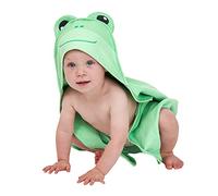 Dock & Bay Baby Towels - Hooded Bath Time Towel for Home Use - Quick Dry, Super Absorbent, Compact, Lightweight - 100% Recycled - Frankie Frog, Hand (25x15cm, 10x6)
