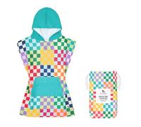 Dock & Bay Poncho with Hood - for Kids - Super Absorbent, Quick Dry - Includes Bag - Kids - Check Me Out, Medium (Age 6 to 10)
