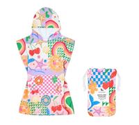 Dock & Bay Poncho with Hood - for Kids - Super Absorbent, Quick Dry - Includes Bag - Kids - Good Vibes Club, Medium (Age 6 to 10)
