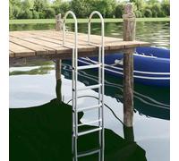 Dock Ladder 4-Step Silver Aluminum 45x11.5x162 cm Lightweight Non-Slip Outdoor