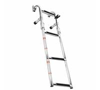 Dock Ladder, Stainless Steel Flip-Up, Folding Swimming Pool Ladder with Rubber Grips, 4-Step Boarding Ladder for Swim Platform and Yacht