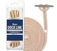 Dock Line - 50' x 3/4" Premium Double Braided Nylon Boat Dock Lines/Mooring Lines with 12" Eyelet - Boat Rope - White/Gold - Rainier Supply Co