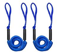 Dock Line with Bungee Cords,Boating Accessories,Marine Rope for Docking,Jet Ski,Jon Boat,Kayak Anchor Rope,Mooring Lines,Boat Accessories Gifts,4 Feet,Blue,2 Pack